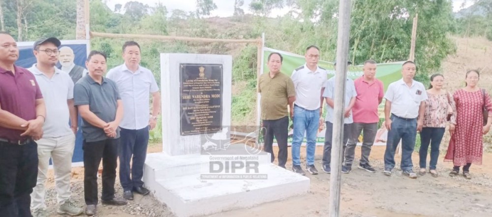 Nagaland Fishery Department officials during the foundation stone laying of the Integrated Aqua Park, virtually laid by PM Narendra Modi, at Tzudikong on October 11. (DIPR Photo)
